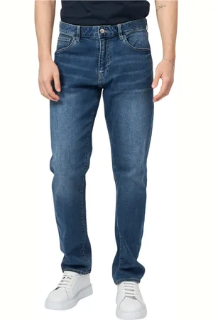 Armani Exchange Homme, Jeans, Bleu, Taille: W33 Jean Bleu avec Logo Brodé