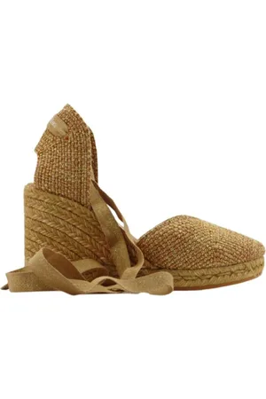 Espadrilles Femme, Chaussures, Brun, Taille: 37 EU Sandales en tissu avec talon de 85mm