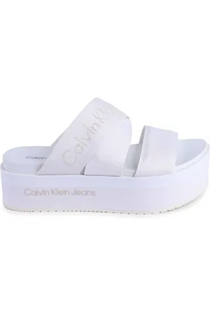 Calvin Klein Femme, Chaussures, Blanc, Taille: 40 EU Sandalette en Polyester Blanc pour Femmes