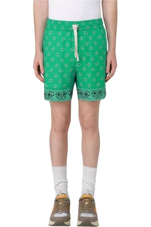 Palm Angels Homme, Shorts, Vert, Taille: M Paisley Print Bandana Hem Shorts