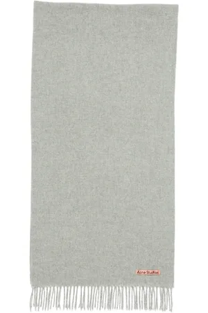 Acne Studios Unisex, Accessoires, Gris, Taille: ONE Size Écharpe Grise en Laine avec Franges