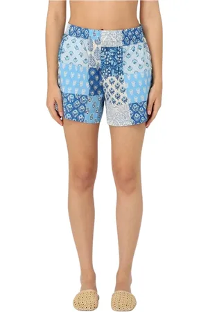 MC2 SAINT BARTH Femme, Shorts, Bleu, Taille: 38 FR Shorts en Coton Patchwork Chic