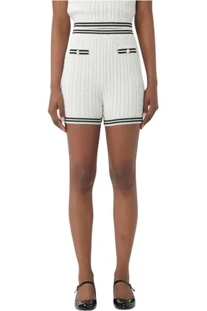 Alessandra Rich Femme, Shorts, Blanc, Taille: 38 FR Short en Tricot à Rayures