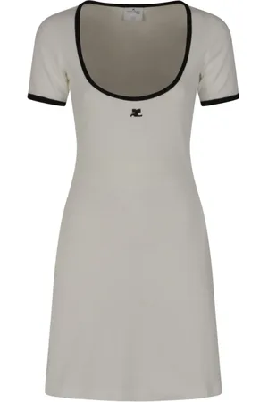 Courrèges Femme, Robes, Blanc, Taille: 38 FR Robe Mini Contraste