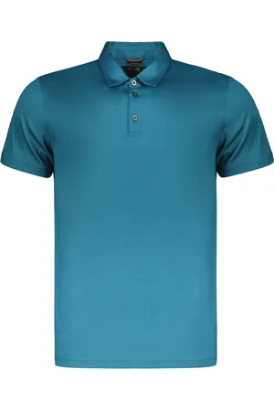 MOORER Homme, Tops, Bleu, Taille: 3XL Polo en coton avec boutons en nacre