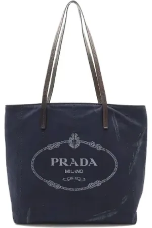 Prada Femme, Pre-owned, Bleu, Taille: ONE Size Pre-owned Denim cabas