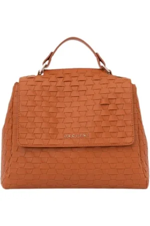 Orciani Femme, Sacs, Brun, Taille: ONE Size Petit Sac en Cuir Tissé avec Fermeture Magnétique
