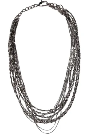 Brunello Cucinelli Femme, Accessoires, Gris, Taille: ONE Size Elegant Layered Chain Necklace