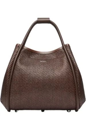 Max Mara Femme, Sacs, Brun, Taille: ONE Size Sac Marine en Rafia avec Détails en Cuir