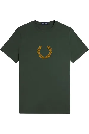 Fred Perry Homme, Tops, Vert, Taille: S Couronne de Laurier T-shirt en Coton Texturé