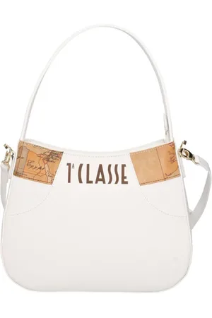 ALVIERO MARTINI 1A CLASSE Femme, Sacs, Blanc, Taille: ONE Size Sac à bandoulière blanc avec imprimé carte géo