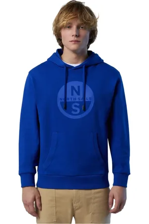 North Sails Homme, Sweatshirts et sweats à capuche, Bleu, Taille: 2XL Sweat à Capuche en Coton Bio avec Logo