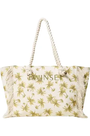 Twin-Set Femme, Sacs, , Taille: ONE Size Sac Cabas en Toile avec Bords Effilochés