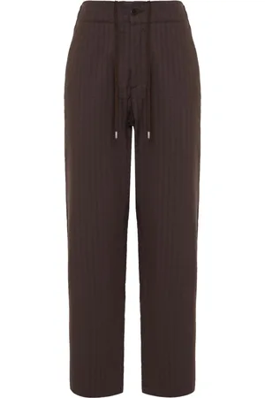 COSTUMEIN Homme, Pantalons, Brun, Taille: L Pantalon en Lin Marron avec Taille Élastique