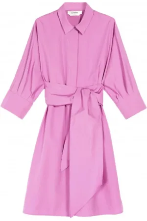 Max Mara Femme, Robes, Rose, Taille: 38 FR Robe Chemise Manches Kimono en Popeline de Coton