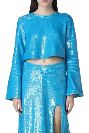Ganni Femme, Tops, Bleu, Taille: 40 FR Paillettes Jupe fendue Ensemble