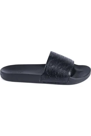 Calvin Klein Femme, Chaussures, Noir, Taille: 36 EU Noir Monogram Slides Chaussures Décontractées