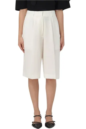 MEIMEIJ Femme, Shorts, Blanc, Taille: 38 FR Shorts en Lin Chic