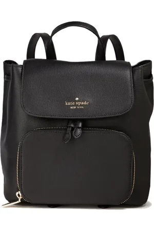 Kate Spade Femme, Sacs, Noir, Taille: ONE Size Sac à Dos à Rabat Moyen Noir en Cuir