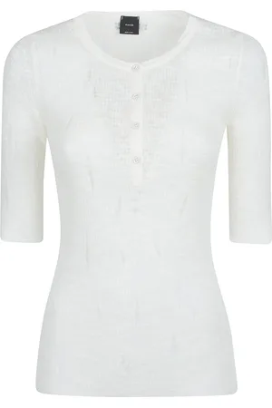 Pinko Femme, Pulls, Blanc, Taille: 40 FR Pull à manches courtes dans le style Scott
