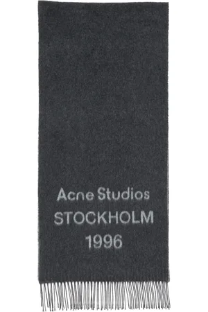 Acne Studios Unisex, Accessoires, Noir, Taille: ONE Size Écharpe en Laine Noire à Franges Design Tricoté