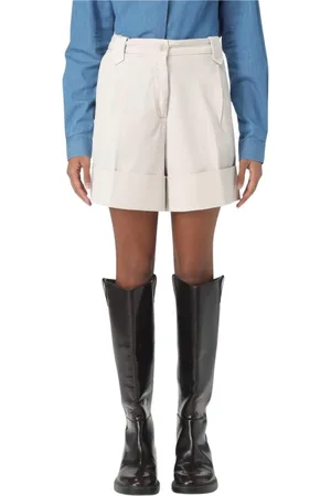 FAY Femme, Shorts, Brun, Taille: W27 Shorts en Coton Marron Taille Haute