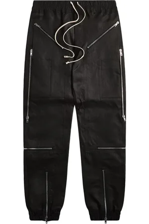 Rick Owens Homme, Pantalons, Noir, Taille: M Joggers en Coton Noir avec Ourlet zippé