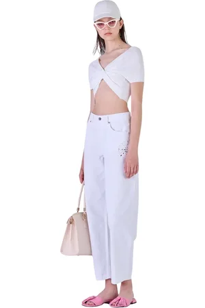 Silvian Heach Femme, Jeans, Blanc, Taille: W26 Straight Pantalons
