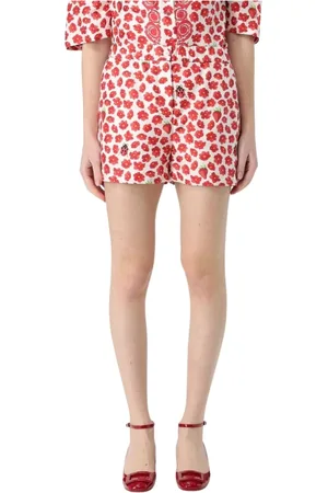 VERSACE Femme, Shorts, Rouge, Taille: 36 FR Short Mode Rouge à Imprimé Floral