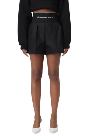 Alexander Wang Femme, Shorts, Noir, Taille: 38 FR Shorts noirs à taille haute plissés