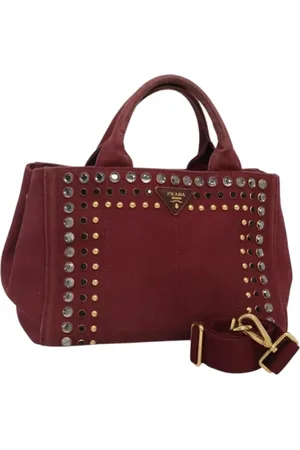 Prada Femme, Pre-owned, Rouge, Taille: ONE Size Pre-owned Toile sacs-main