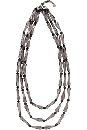 Emporio Armani Femme, Accessoires, Gris, Taille: ONE Size Collier en Cristal et Perles Superposées