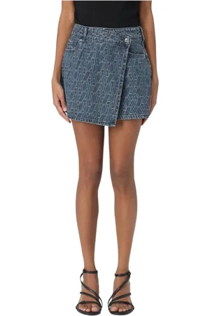 Armani Exchange Femme, Shorts, Bleu, Taille: 40 FR Jupe Mini Portefeuille en Denim
