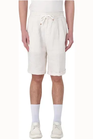 Brunello Cucinelli Homme, Shorts, Blanc, Taille: L Shorts en Lin Bleu Confortable