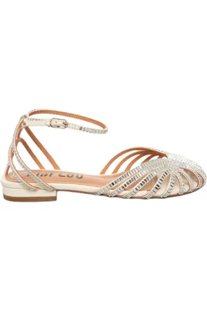 Bibi Lou Femme, Chaussures, Blanc, Taille: 38 EU Sandale plate blanche avec bijou