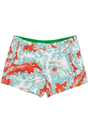Bottega Veneta Homme, Maillots de bain, Multicolore, Taille: L Boxer de bain à imprimé plumes et fermeture éclair