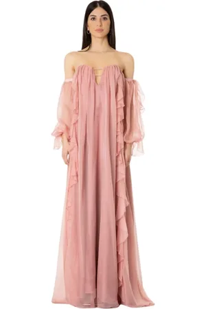 ACTUALEE Femme, Robes, Rose, Taille: 38 FR Robe Élégante Rose avec Volants