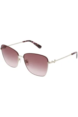 Longchamp Femme, Accessoires, Brun, Taille: ONE Size Lunettes de soleil en métal doré et marron