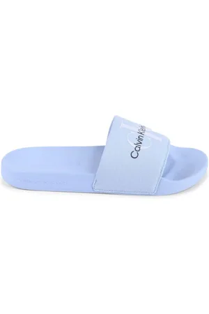 Calvin Klein Femme, Chaussures, Bleu, Taille: 38 EU Logo Slide Sandales Casual