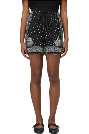 Pinko Femme, Shorts, Noir, Taille: 36 FR Shorts Chic Paisley à Cordon