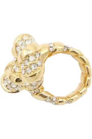 Lanvin Femme, Accessoires, Jaune, Taille: 51 MM Elegant Crystal Knot Ring