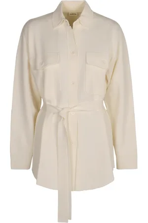 P.A.R.O.S.H. Femme, Blouses et Chemises, Blanc, Taille: 42 FR Chemise tricotée avec ceinture et poches