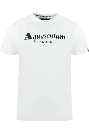 Aquascutum Homme, Tops, Blanc, Taille: L T-shirt en coton avec drapeau Union Jack