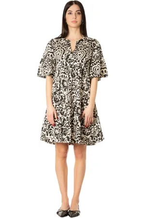 Max Mara Femme, Robes, Noir, Taille: 40 FR Robe Kaftan en jersey imprimé