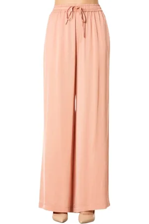 Isabelle Blanche Femme, Pantalons, Rose, Taille: 42 FR Pantalon Large en Crêpe Rose Poudré