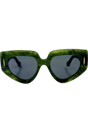 Loewe Femme, Accessoires, Vert, Taille: ONE Size Lunettes de Soleil Style Papillon - Marbré Vert