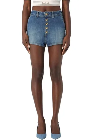 Elisabetta Franchi Femme, Shorts, Bleu, Taille: W28 Shorts en Denim Bleu à Boutons