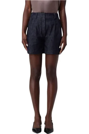 Brunello Cucinelli Femme, Shorts, Bleu, Taille: 38 FR Shorts en Denim Bleu Plissé