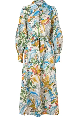 Dea Kudibal Femme, Robes, Multicolore, Taille: 38 FR Robe en lin fleurie à col - Rosetta
