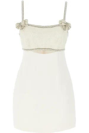 Self-Portrait Femme, Robes, Blanc, Taille: 38 FR Robe Blanche Ornée de Perles